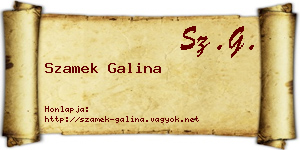 Szamek Galina névjegykártya